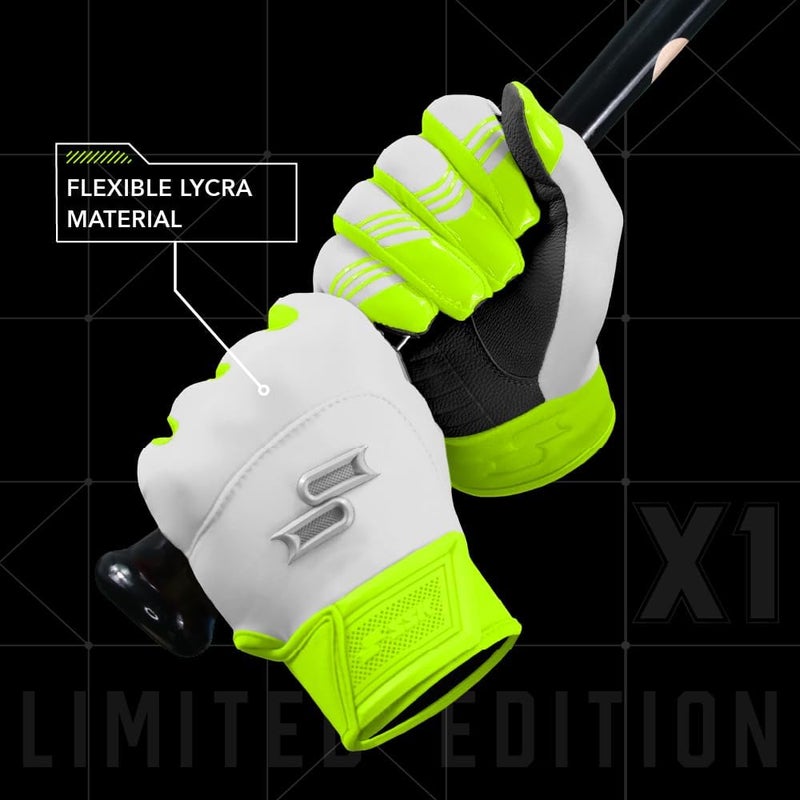 SSK X1 Color Rush Adult Baseball Batting Gloves - Durable Cabretta Leather Palm - 11 Colorways - Image 4